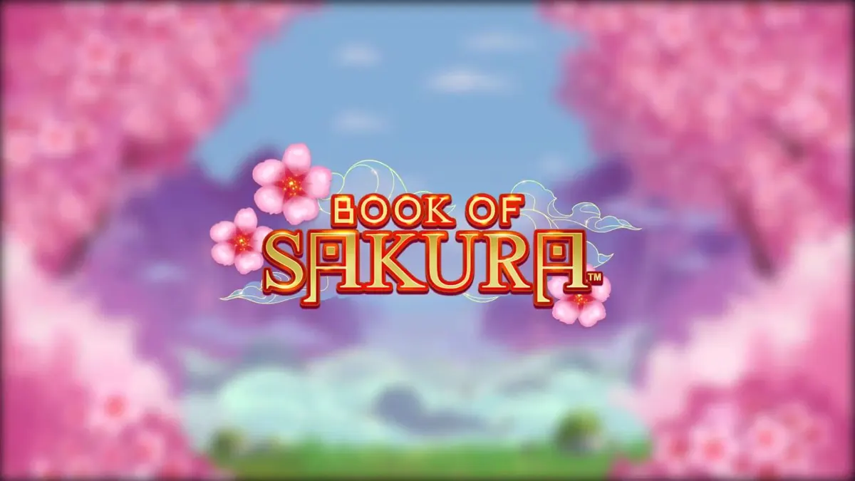 Cenário de cerejeiras em flor no slot Book of Sakura